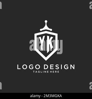 YK monogram logo initial with shield guard shape design ideas Stock Vector