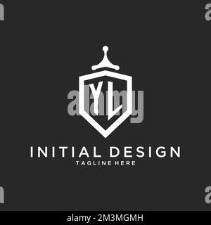 YL monogram logo initial with shield guard shape design ideas Stock Vector