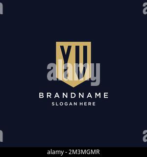 YV monogram initials logo design with shield icon template Stock Vector