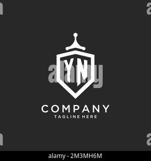 YN monogram logo initial with shield guard shape design ideas Stock Vector