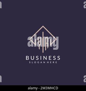 YR initial monogram logo with rectangle style design ideas Stock Vector