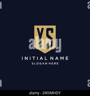 YS monogram initials logo design with shield icon template Stock Vector