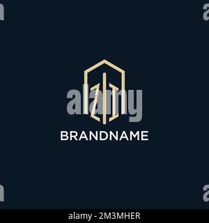 ZI initial monogram logo with hexagonal shape style, real estate logo design ideas inspiration vector Stock Vector