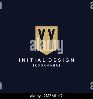 YY monogram initials logo design with shield icon template Stock Vector