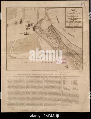 A plan of the attack of Fort Sulivan, the key of Charlestown, in South Carolina, on the 28th. of June 1776 : by His Majesty's squadron, commanded by Sir Peter Parker , Fort Moultrie, Battle of, S.C., 1776, Maps, Early works to 1800, Fortification, South Carolina, Maps, Early works to 1800, South Carolina, History, Revolution, 1775-1783, Maps, Early works to 1800 Norman B. Leventhal Map Center Collection Stock Photo