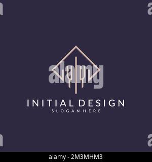 YY initial monogram logo with rectangle style design ideas Stock Vector