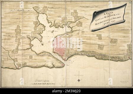 A plan of the city and harbour of the Havana situated on the island of Cuba , Harbors, Cuba, Havana, Maps, Early works to 1800, Havana Cuba, Maps, Early works to 1800 Norman B. Leventhal Map Center Collection Stock Photo