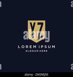 YZ monogram initials logo design with shield icon template Stock Vector