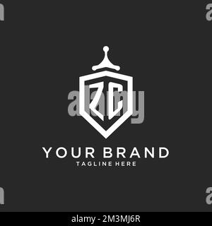 ZC monogram logo initial with shield guard shape design ideas Stock Vector