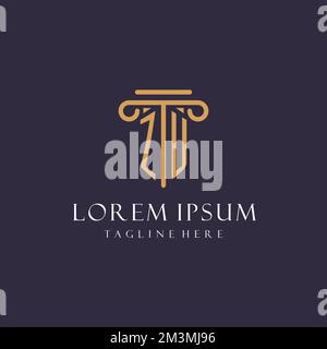 ZU monogram initials design for law firm, lawyer, law office with pillar style ideas Stock Vector