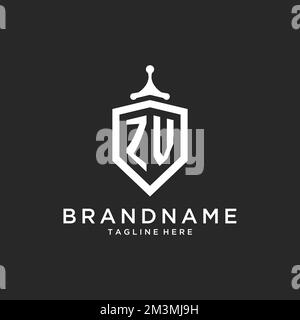 ZV monogram logo initial with shield guard shape design ideas Stock Vector