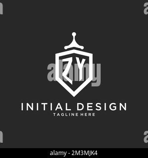 ZY monogram logo initial with shield guard shape design ideas Stock Vector