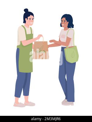 Seller and customer semi flat color vector characters Stock Vector