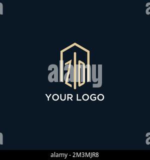 ZO initial monogram logo with hexagonal shape style, real estate logo design ideas inspiration vector Stock Vector