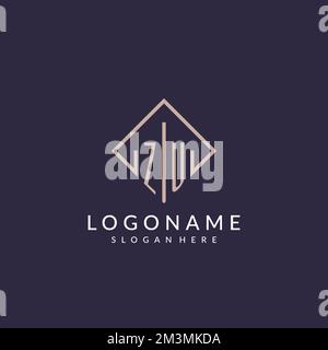 ZU initial monogram logo with rectangle style design ideas Stock Vector