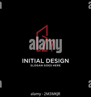 ZY initial monogram with building logo design ideas Stock Vector