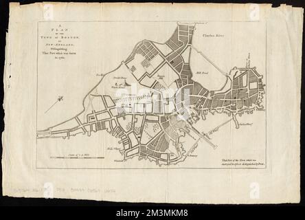 A plan of the town of Boston, in New-England, distinguishing that part which was burnt in 1760 , Fires, Massachusetts, Boston, Maps, Boston Mass., Maps Norman B. Leventhal Map Center Collection Stock Photo