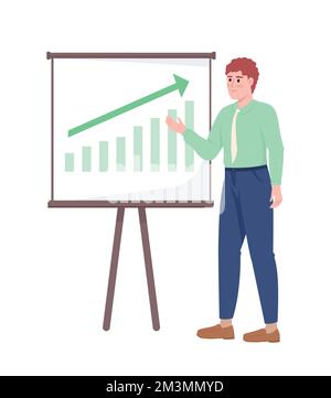 Man presenting effective strategy semi flat color vector character Stock Vector