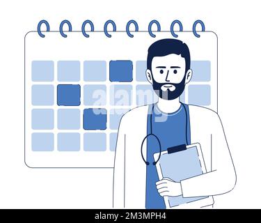 Doctor with calendar flat concept vector illustration Stock Vector