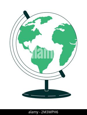 Earth globe model flat color linear vector object Stock Vector