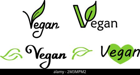 Vegan handdrawn text green vector lettering illustration. Calligraphy Vegan illustration Stock Vector