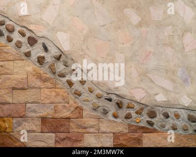 Beautifully arranged cement and stone wallpapers. Stock Photo