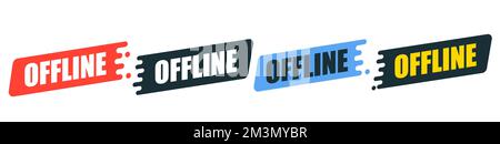 OFFLINE text on modern emblem. Designed white caption on colourful backgrounds. Stock Vector