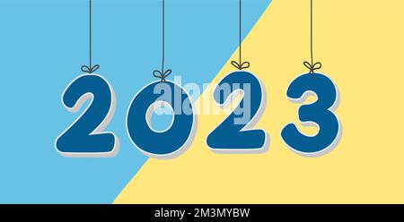 2023 Happy New Year modern trendy design numbers hanging Stock Vector