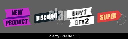 Realistic red price tags collection. Special offer or shopping discount. Stock Vector