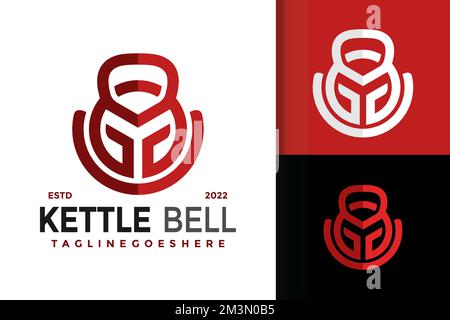 A vector illustration of the G Letter Gym Kettle Bell Logo Design Template in red color Stock Vector
