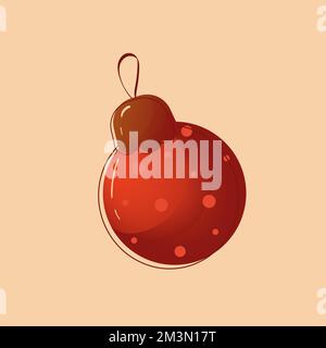 Red New Year s Eve ball with patterns and circling. Vector. Item. Postcard. Invitation. Web banner Stock Vector