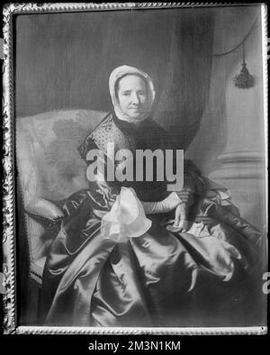 Portrait, Mrs. Thomas Boylston, by Copley, at Harvard , Portrait paintings, Boylston, Thomas, 1721-1798. Frank Cousins Glass Plate Negatives Collection Stock Photo