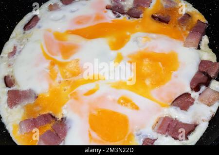 photo fried eggs with a slice of bacon Stock Photo
