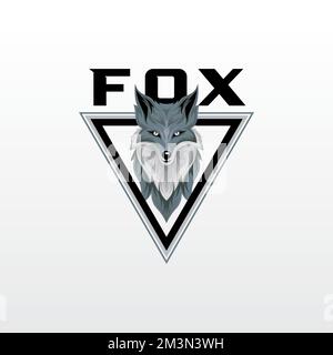 Silver Fox Illustration. Fox Mascot Logo. Fox Icon Stock Vector