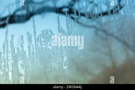 Poole, Dorset UK. 16th December 2022. UK weather: a cold frosty morning at Poole, Dorset creates beautiful delicate frost patterns of nature on the glass. Credit: Carolyn Jenkins/Ģ����ý Live News Stock Photo