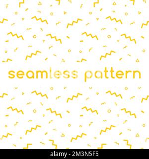 Confetti vector pattern. Geometric line vector background in yellow color. Seamless minimal geometric shapes pattern. Can be used in printing, website Stock Vector