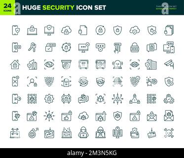 Huge Security vector line icon set. Protection and safety icon collection. Premium quality outline symbols. Editable pixel perfect Vector elements Stock Vector