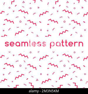 Confetti vector pattern. Geometric line vector background in pink color. Seamless minimal geometric shapes pattern. Can be used in printing, website Stock Vector