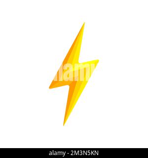 Lightning icon on white background. Flash logo design. Lighting bolt yellow abstract icon. Speed energy vector symbol. Vector illustration Stock Vector