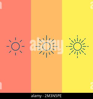 Sun thin line vector icons. Different style sun icon set. Outline sunshine symbols. Vector illustration Stock Vector