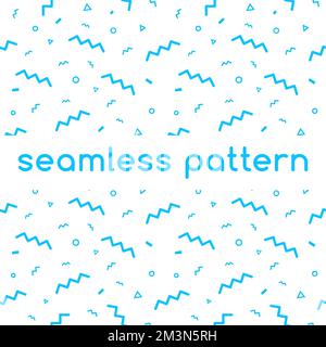 Confetti vector pattern. Geometric line vector background in blue color. Seamless minimal geometric shapes pattern. Can be used in printing, website Stock Vector