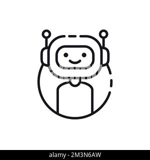 Robot icon. Chatbot outline icon. Cute smiling robot. Vector modern line robot character illustration isolated on white background Stock Vector