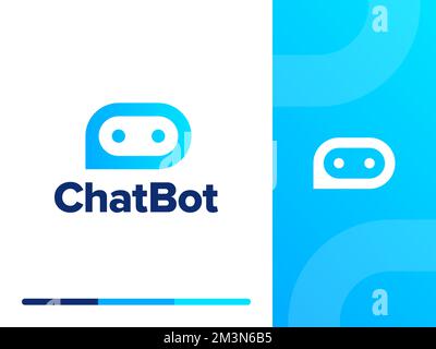Chat Bot logo design concept. Virtual smart assistant Bot icon. Robot head with speech bubble. Customer support service ChatBot. Vector logo concept Stock Vector