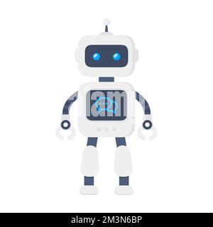 Robot vector illustration in flat design style. Cute cartoon chatbot concept. Modern flat style bot symbol. Future smart assistant robot. Vector robot Stock Vector