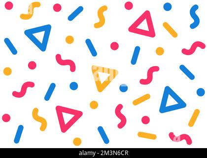 Confetti vector pattern line geometric shape background. Colorful seamless pattern with geometric round elements. Vector bold pattern Stock Vector