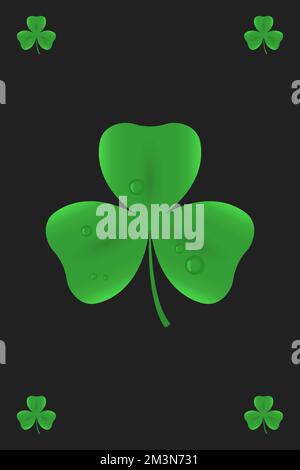 St. Patrick's Day card. Shamrock on black background. Vector illustration. Stock Vector