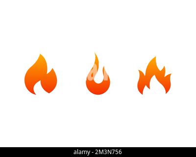 Fire flames icon set. Different flame symbols. Vector illustration Stock Vector