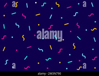 Confetti seamless pattern. Geometric background with different geometric shapes. Memphis seamless confetti pattern. Bright and colorful, 90s style Stock Vector