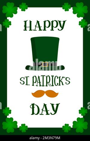 HAPPY ST PATRICKS DAY vertical poster. Vector illustration. Stock Vector