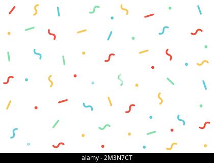 Confetti vector seamless pattern. Celebration party or carnival background in flat cartoon style made of minimal line geometric shapes. Vector Stock Vector